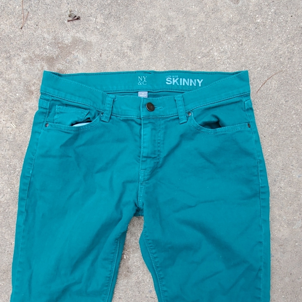 RELISTED Emerald green low rise skinny jeans - Picture 2 of 4